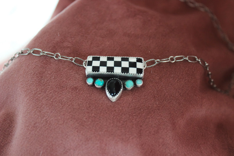 Checkered Bar Necklace