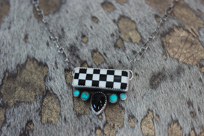 Checkered Bar Necklace