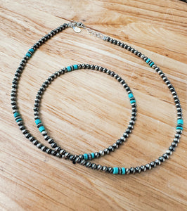 18.5-20" Pearl and Kingman Turquoise Necklace