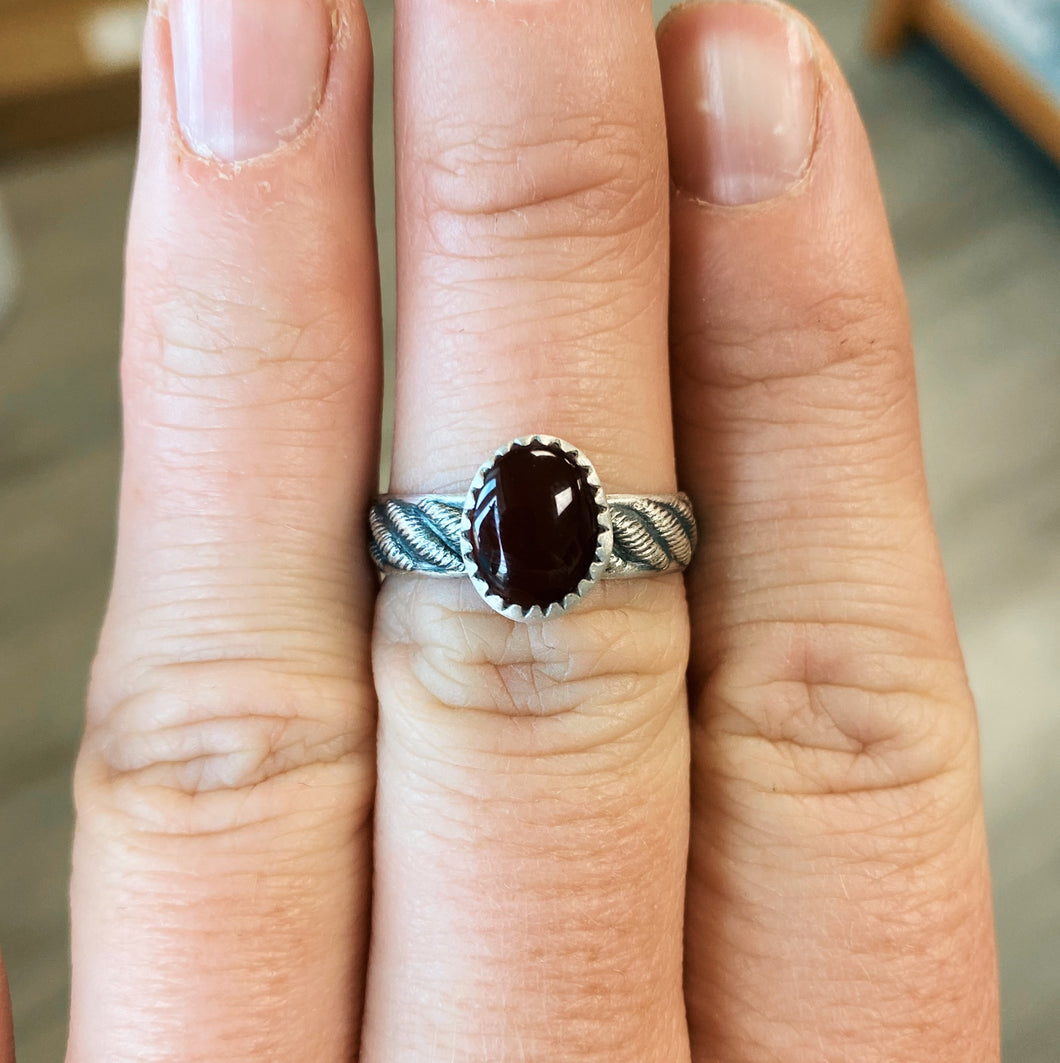 Red Agate Ring - Size 9