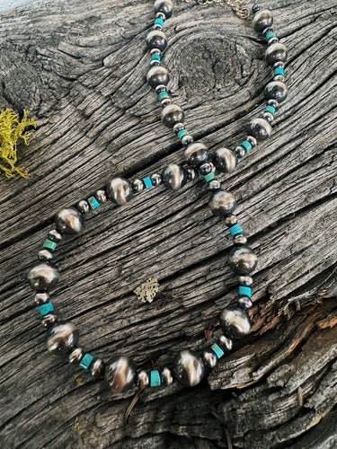 Chunky 10mm NP and Kingman Necklace
