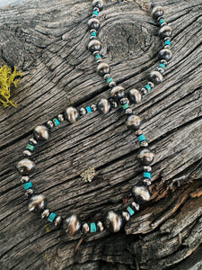 Chunky 10mm NP and Kingman Necklace