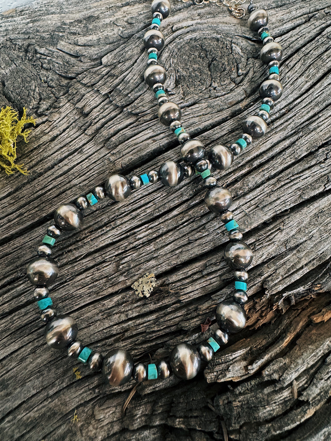 Chunky 10mm NP and Kingman Necklace