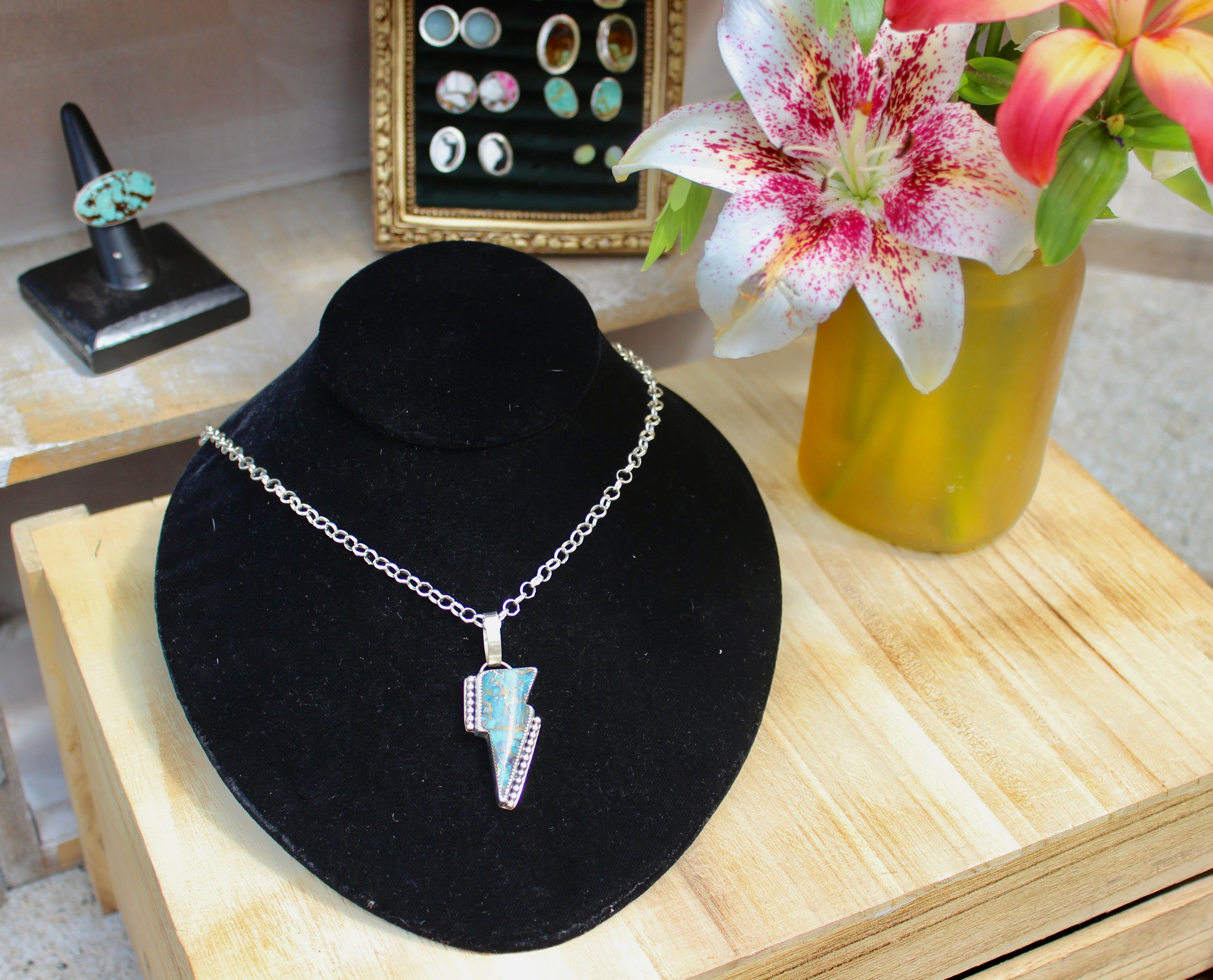Turquoise Lightning Bolt Necklace