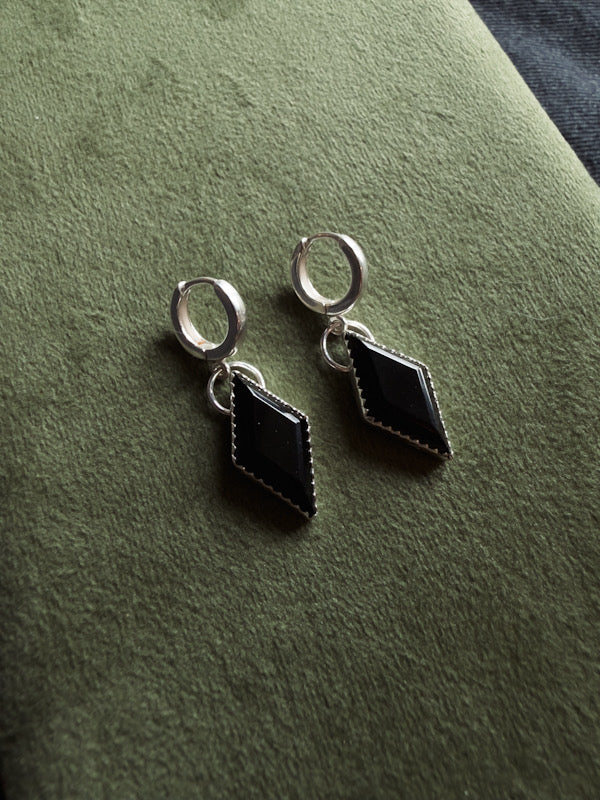 Faceted Onyx Huggies