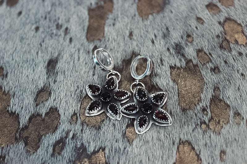 Garnet Flower Huggies