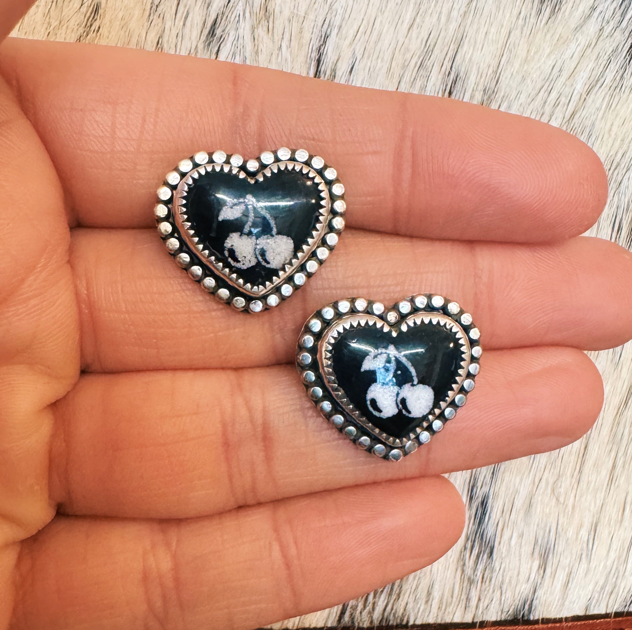 Cherry Heart Studs