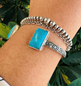 Mexican Turquoise Two Stone Cuff