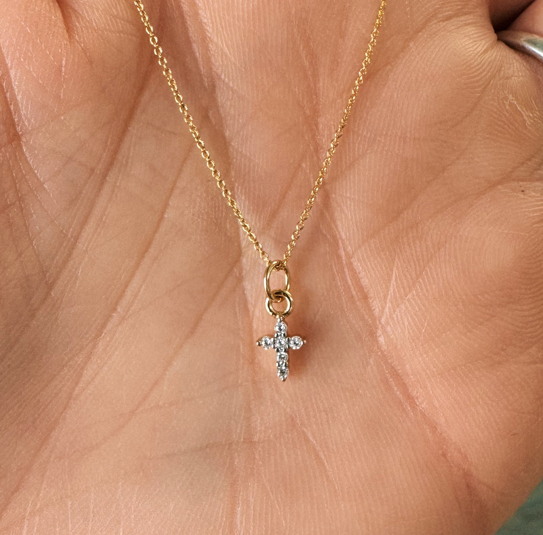 Gold Filled and CZ Cross Necklace
