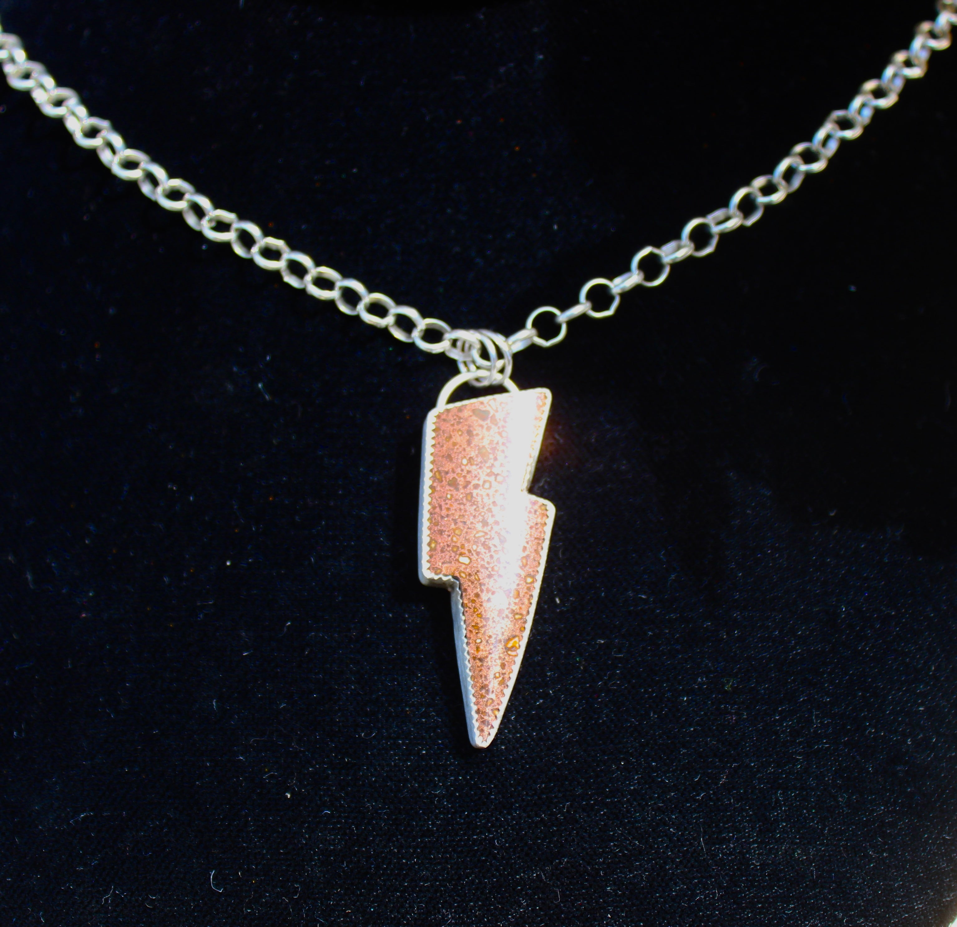 Copper Firebrick Lightning Bolt Necklace