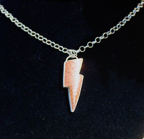Copper Firebrick Lightning Bolt Necklace