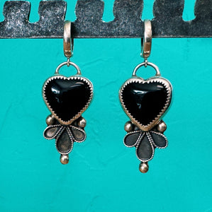 Black Onyx Heart Huggies