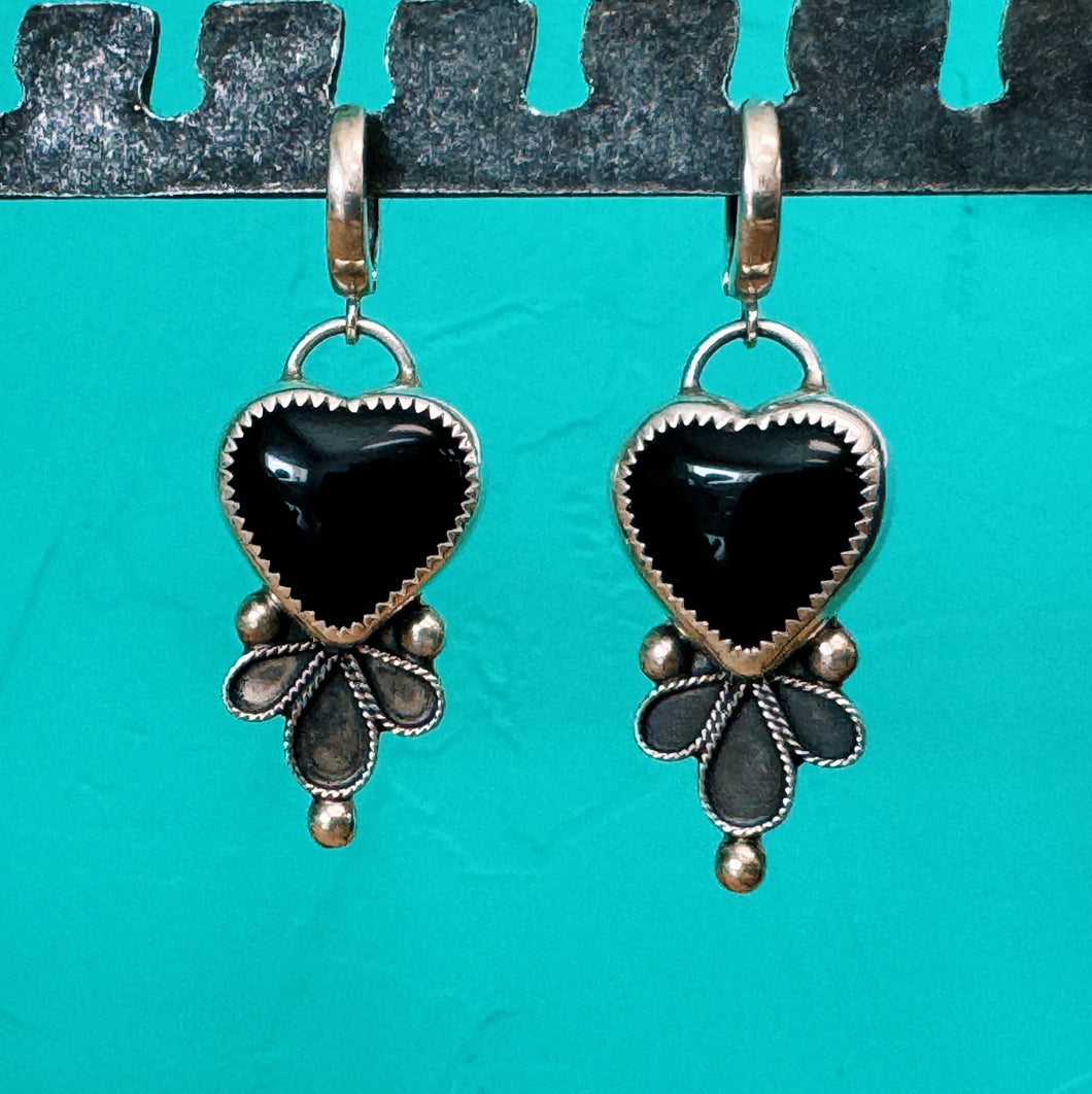 Black Onyx Heart Huggies