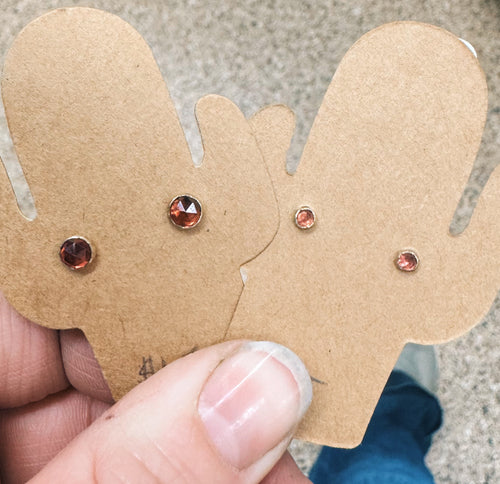 Faceted Garnet Studs