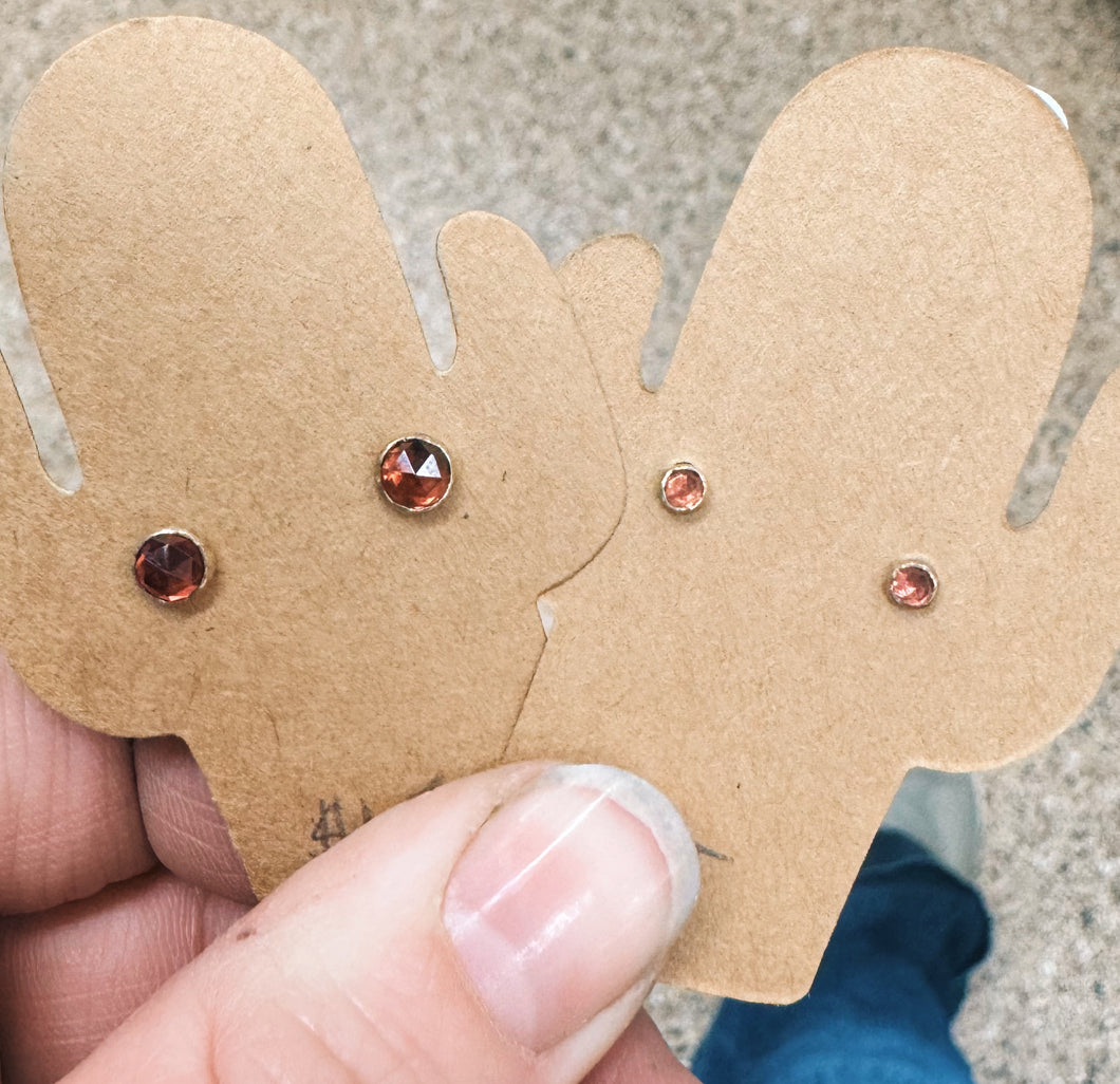 Faceted Garnet Studs