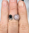 Rose Quartz and Black Onyx Gap Ring - Size 6.5