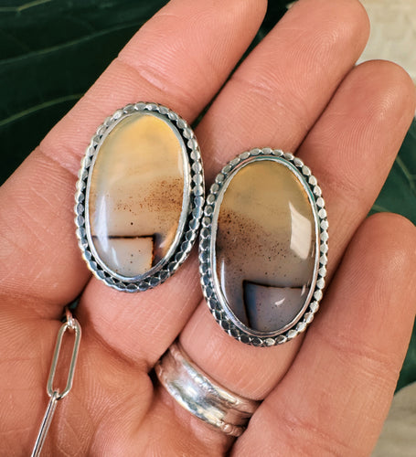 Chunky Montana Agate Studs