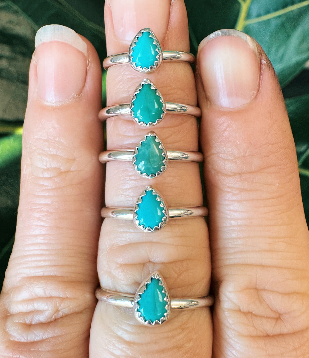 Dainty Kingman Teardrop Rings