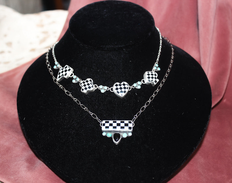 Checkered Bar Necklace