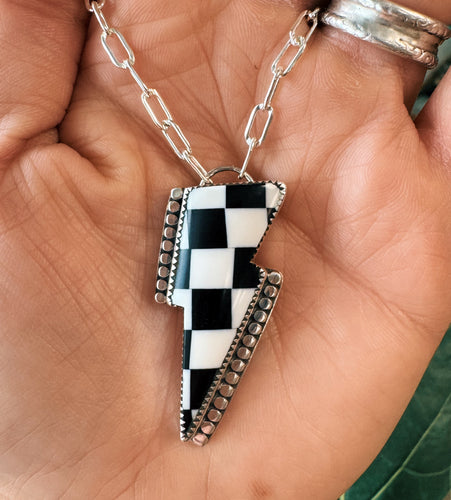 Checkered Bolt Necklace