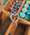 SS Rope Heart & Bamboo Coral Necklace