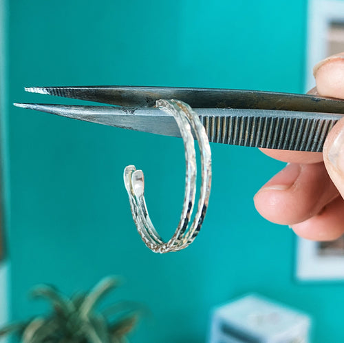 Hammered Silver Hoops