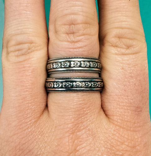 Edge Floral Stacker Ring