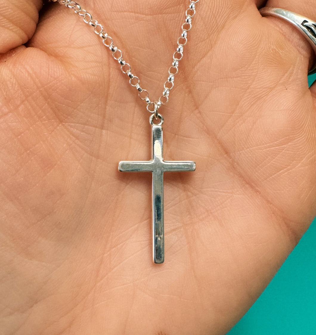 Large Sterling Silver Cross Necklace