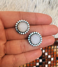 White Druzy Studs