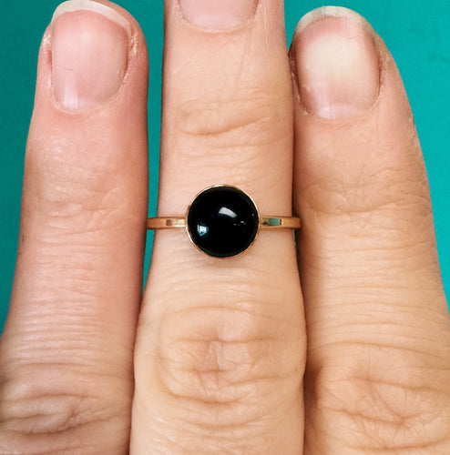 Gold Filled Black Onyx Ring - Size 7