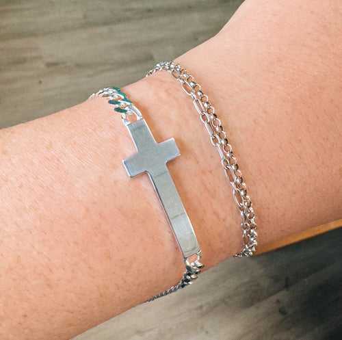 Men’s Sterling Silver Cross Bracelet