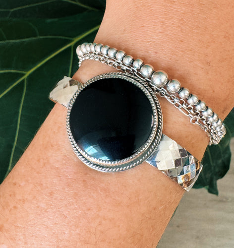 Chunky Black Onyx Cuff