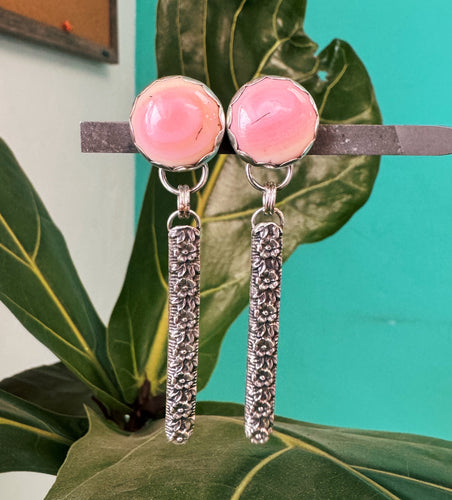 Pink Conch Bar Dangles