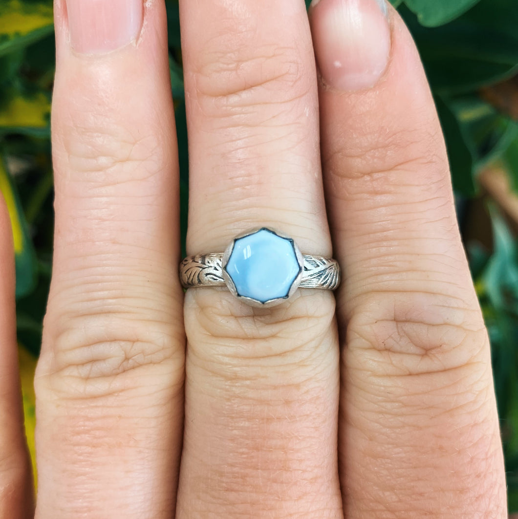 Blue Owyhee Opal Ring - Size 9