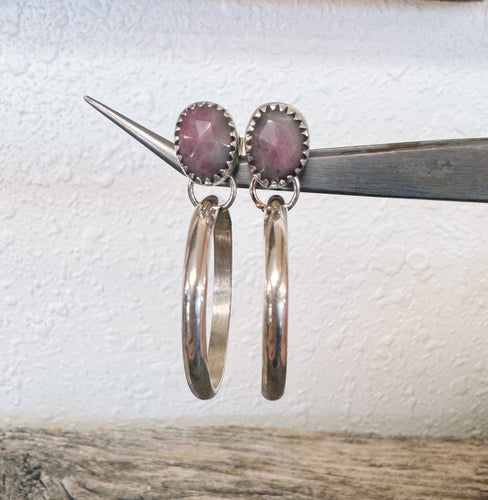 Dainty Ruby in Quartz Hoops