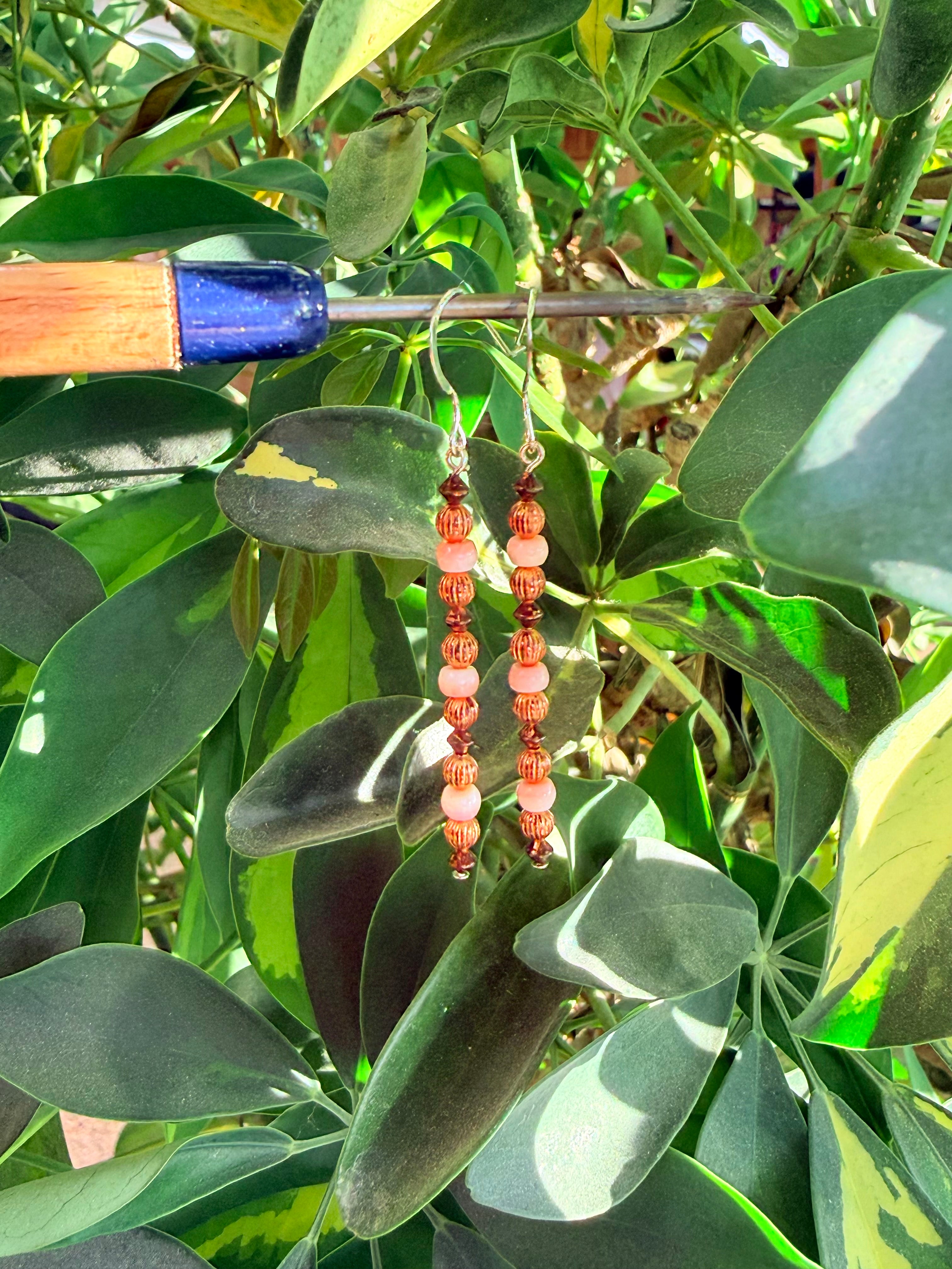 Pink Conch Copper Dangles