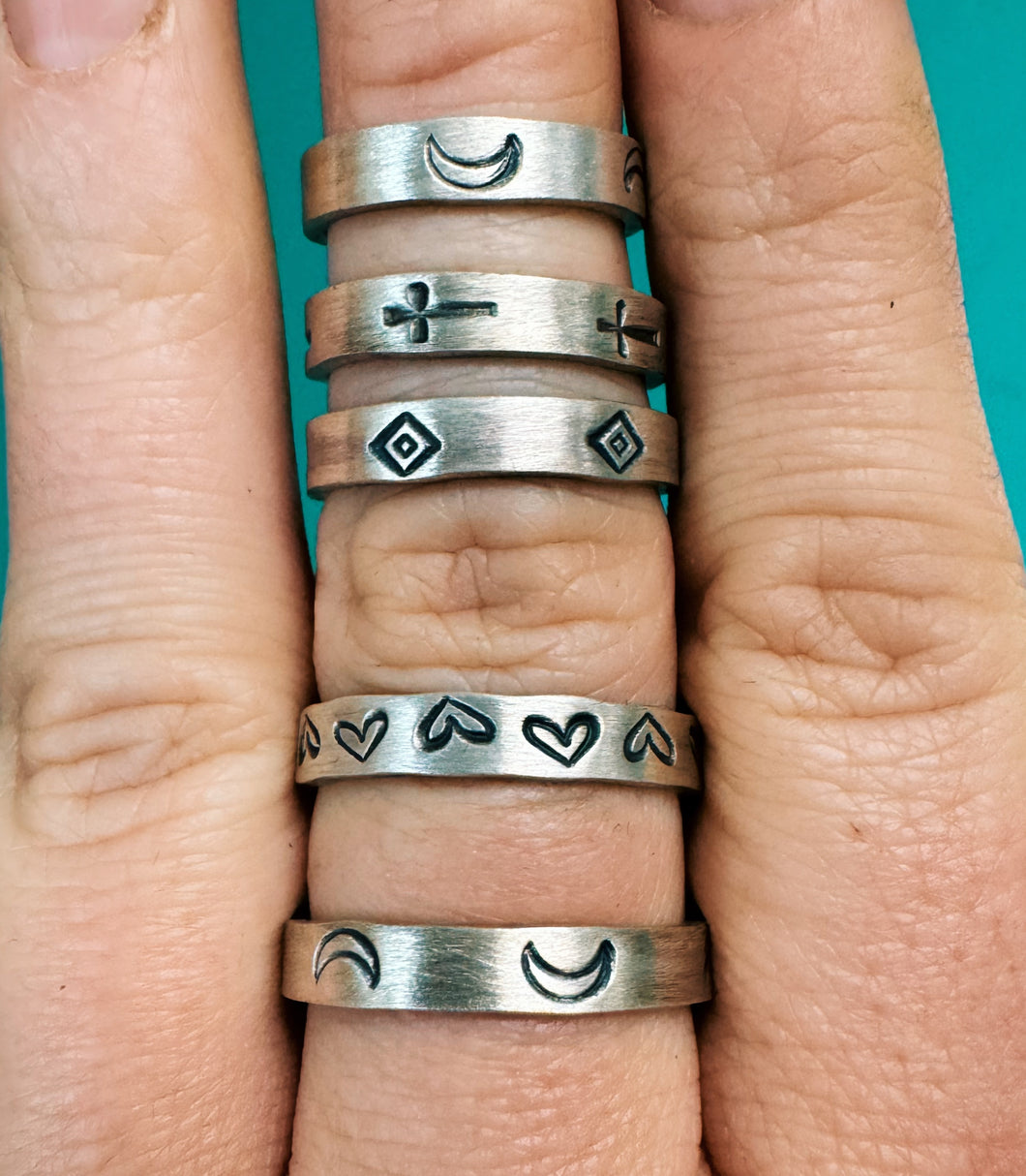 Hand Stamped Stacker Ring- Satin