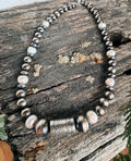 Freshwater Pearl & NP Barrel Necklace
