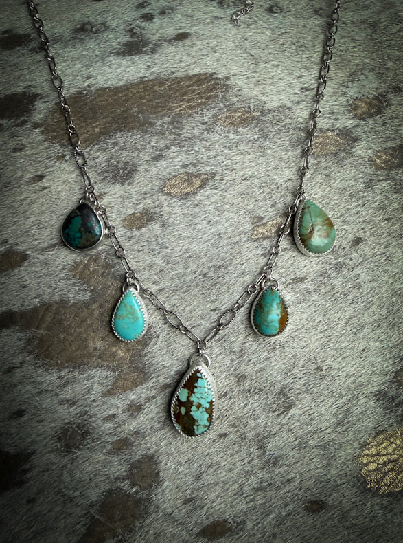 Turquoise Teardrop Charm Necklace