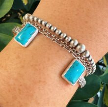 Load image into Gallery viewer, Mexican Turquoise Two Stone Cuff