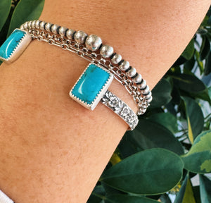 Mexican Turquoise Two Stone Cuff