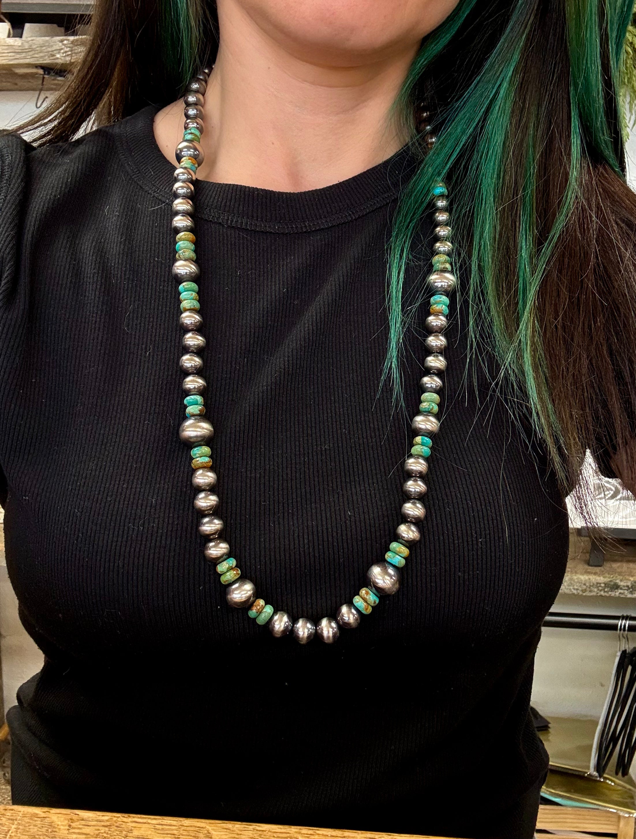 Navajo Pearl & Kingman Necklace