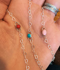 SS Heart Bracelets with Stone Charms