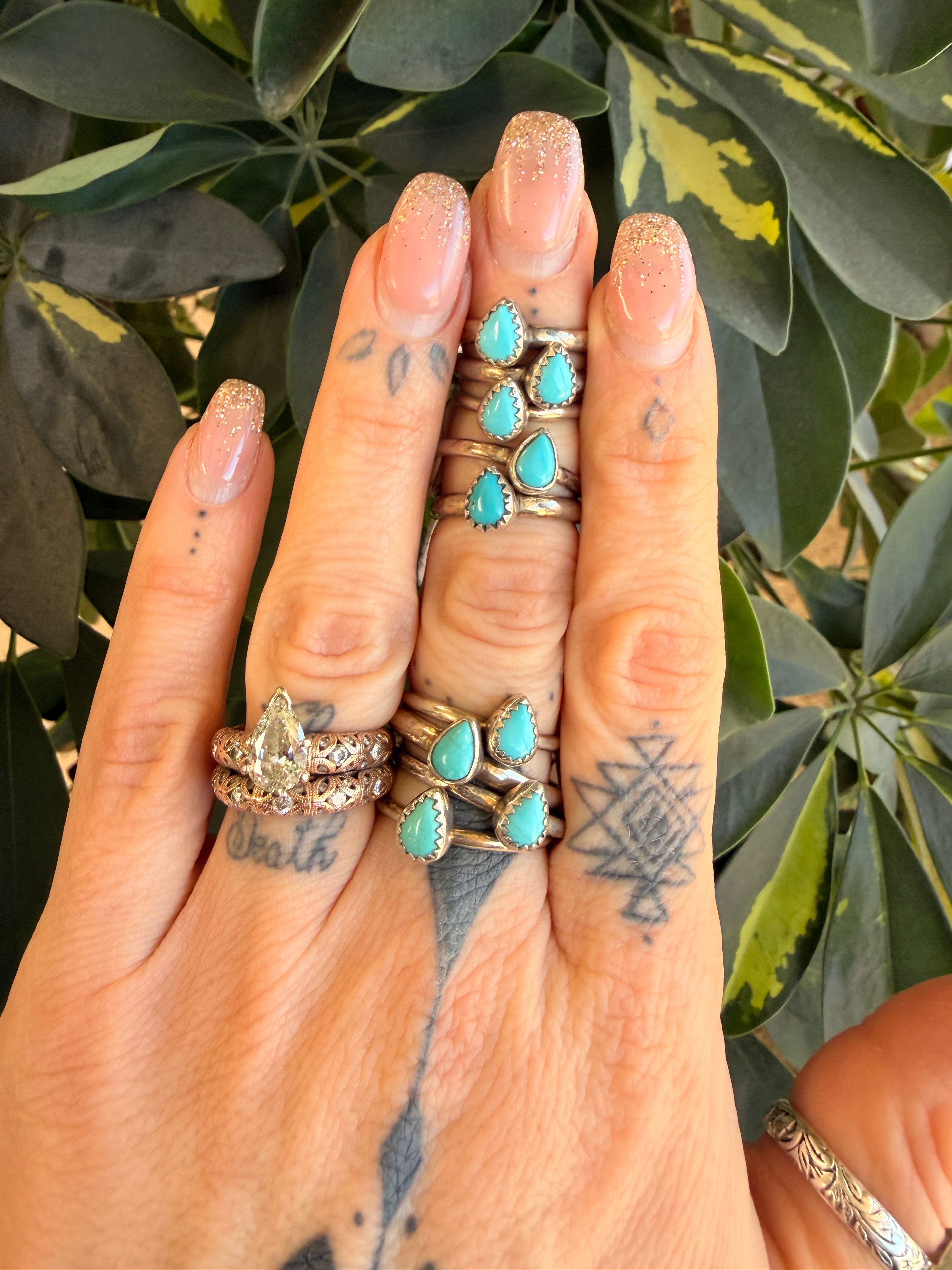 Dainty Kingman Teardrop Rings