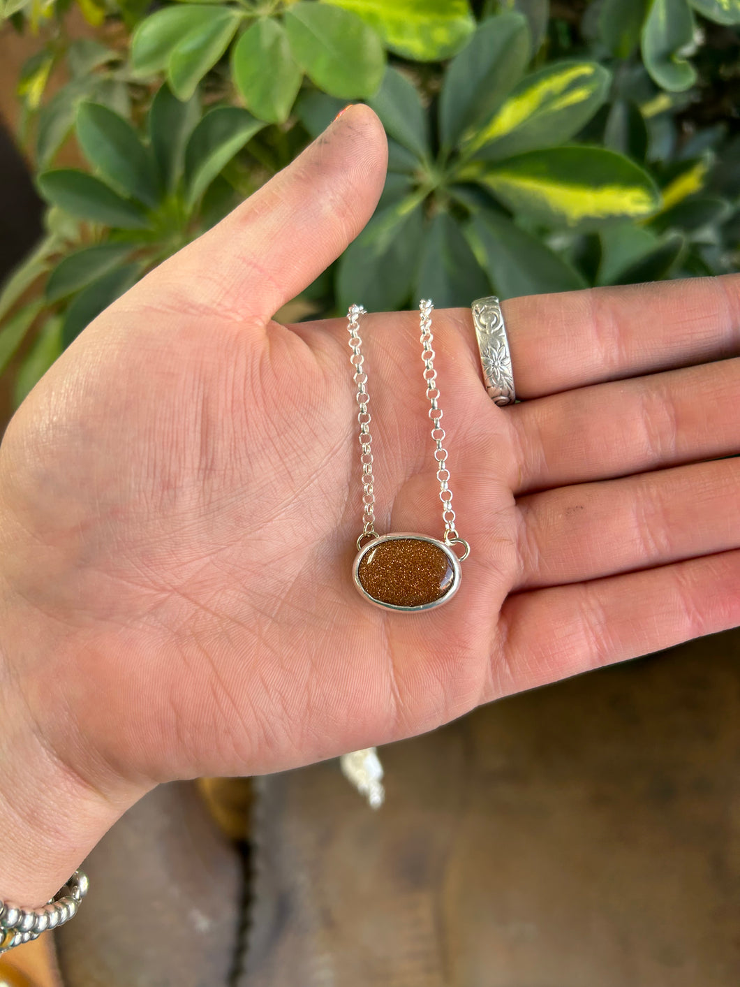 Goldstone necklace