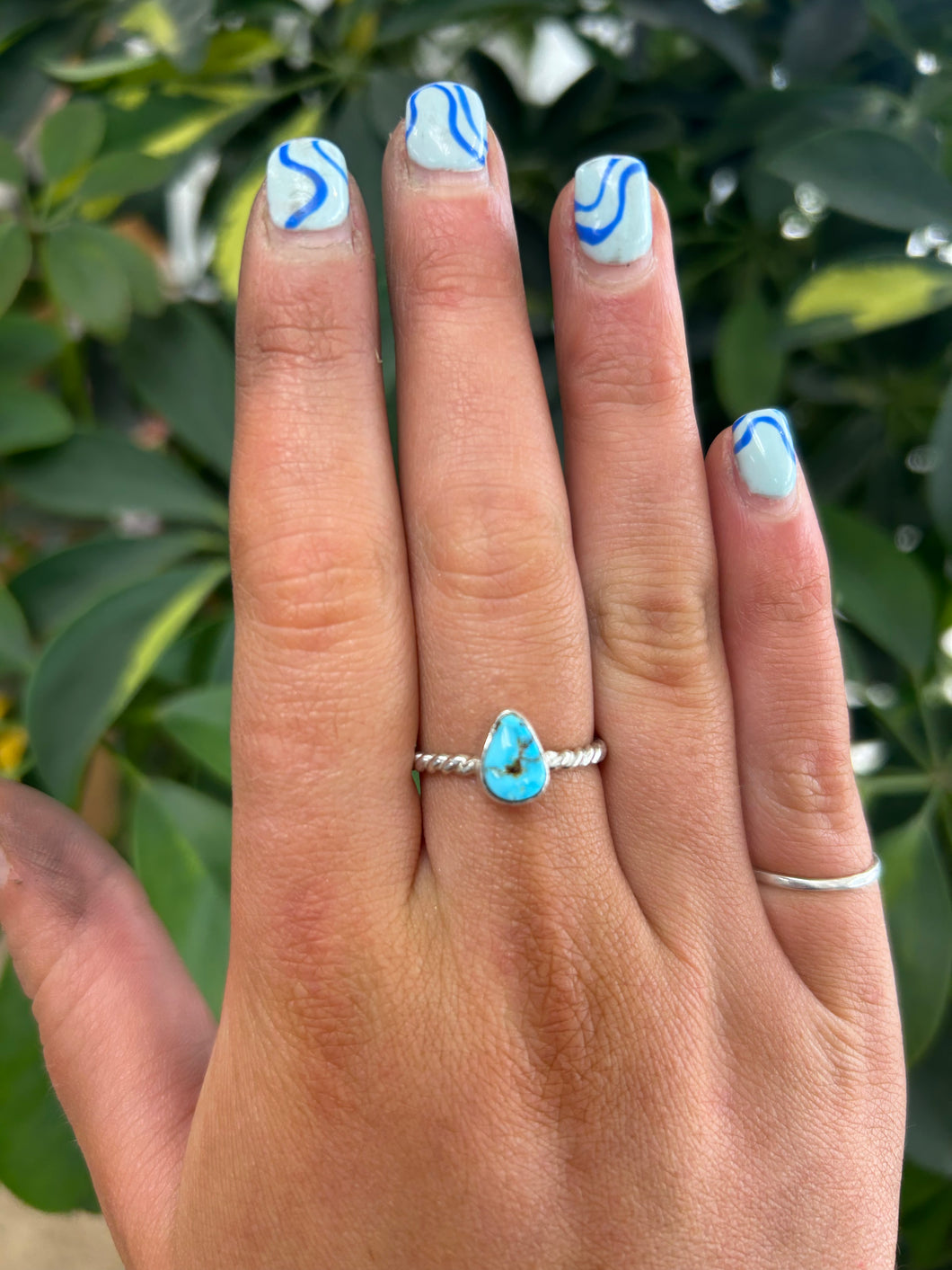 Kingman Turquoise Rope Ring Size 8.5