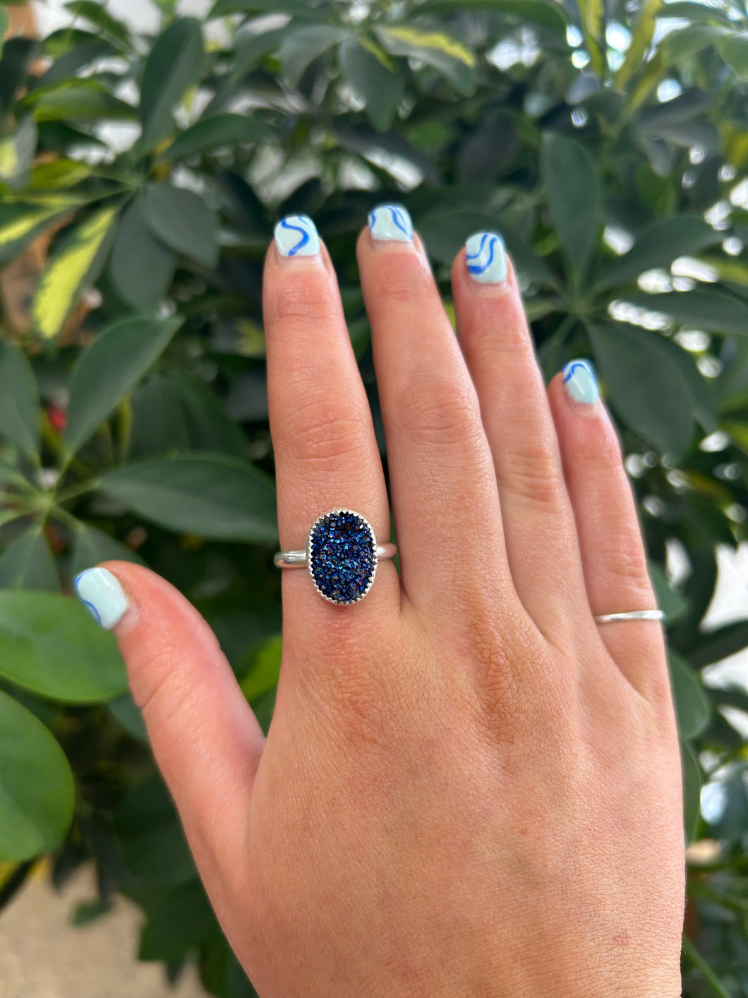 Titanium Druzy Ring Size 8.75
