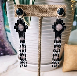White Buffalo Beaded Earrings