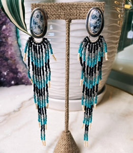 White Buffalo Beaded Earrings