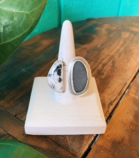 White Buffalo and Druzy Ring - Sz 11